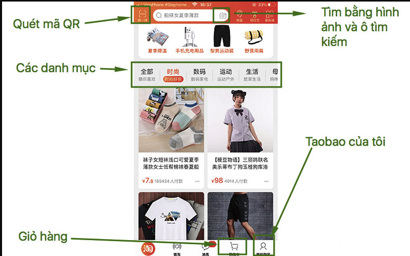 Tìm kiếm sản phẩm trên web Taobao
